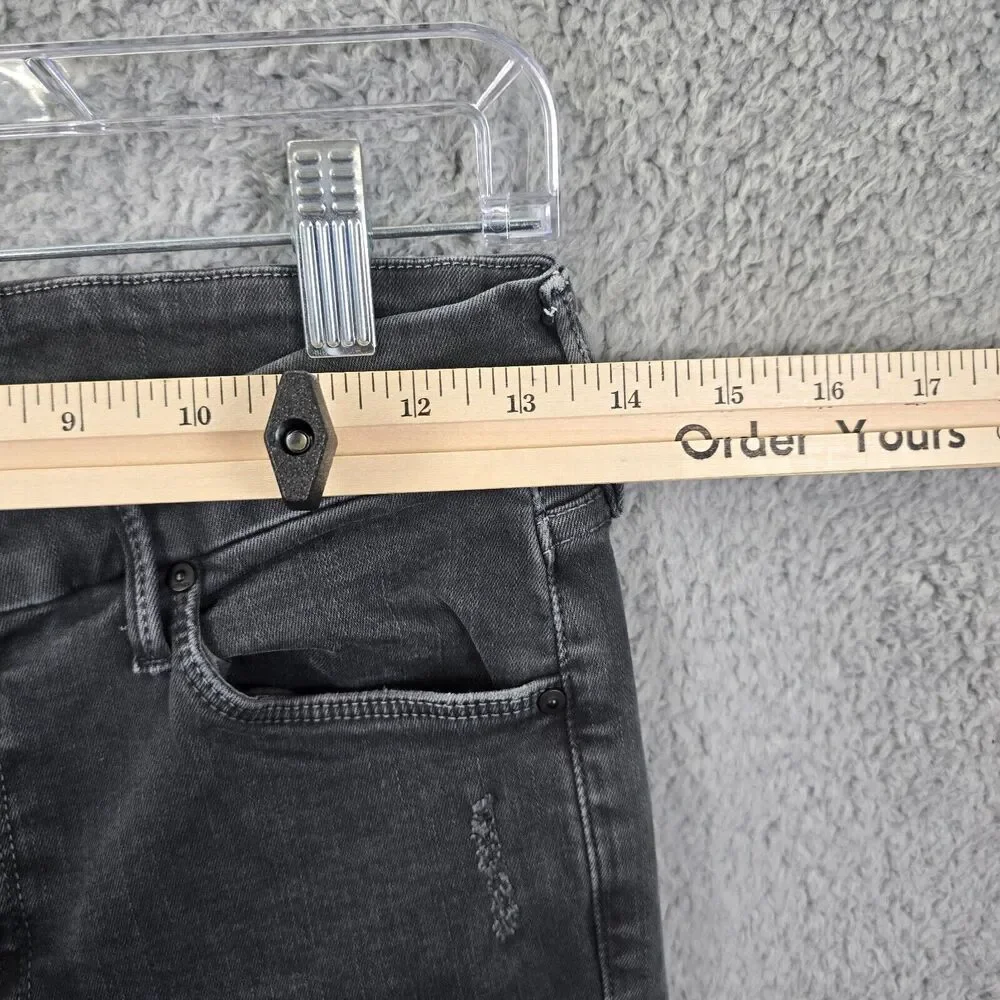 MOTHER Jeans Women's The Looker Zip Fray Dye Faded Black Size 26